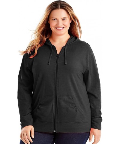 Slub-Cotton Full-Zip Women's Hoodie Black $11.20 Hoodies & Sweatshirts