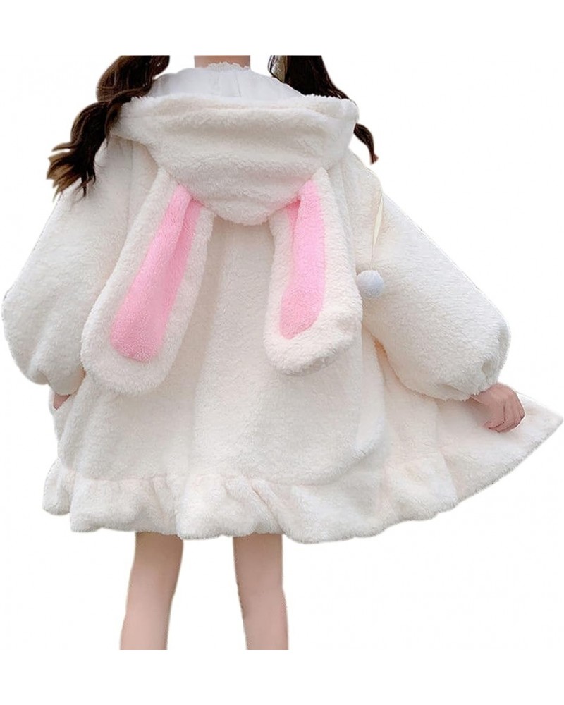 Kawaii Bunny Ear Hoodie for Girls Teen, Fuzzy Rabbit Sweater Jacket Coats Women Cat Print Long Sleeve Hoodies Sweatshirts A-w...