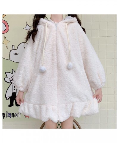 Kawaii Bunny Ear Hoodie for Girls Teen, Fuzzy Rabbit Sweater Jacket Coats Women Cat Print Long Sleeve Hoodies Sweatshirts A-w...