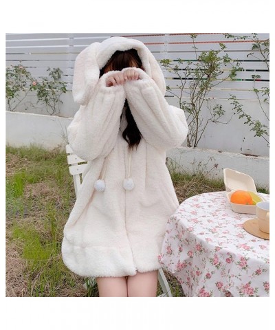 Kawaii Bunny Ear Hoodie for Girls Teen, Fuzzy Rabbit Sweater Jacket Coats Women Cat Print Long Sleeve Hoodies Sweatshirts A-w...