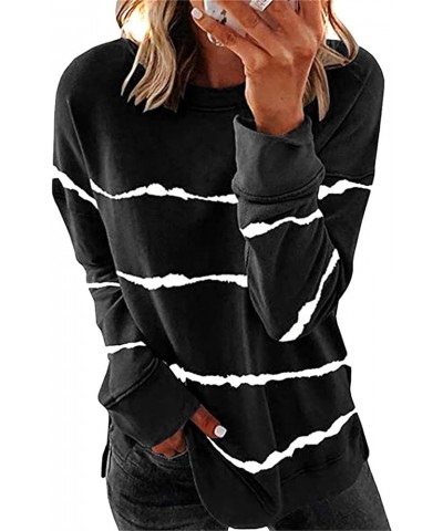 Womens Plus Size Crewneck Star Print Sweatshirt Casual Long Sleeve Side Split Pullover Tops Black $12.00 Hoodies & Sweatshirts