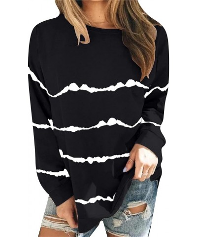 Womens Plus Size Crewneck Star Print Sweatshirt Casual Long Sleeve Side Split Pullover Tops Black $12.00 Hoodies & Sweatshirts