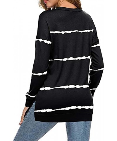 Womens Plus Size Crewneck Star Print Sweatshirt Casual Long Sleeve Side Split Pullover Tops Black $12.00 Hoodies & Sweatshirts