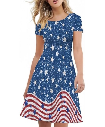 Women's Summer Casual Short Sleeve T-Shirt Swing Dress Crew Neck Plus Size S-4XL Retro American Flag $14.52 Dresses