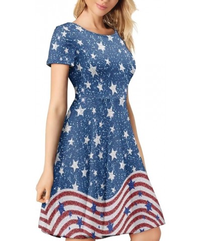 Women's Summer Casual Short Sleeve T-Shirt Swing Dress Crew Neck Plus Size S-4XL Retro American Flag $14.52 Dresses