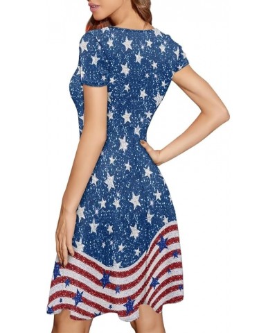 Women's Summer Casual Short Sleeve T-Shirt Swing Dress Crew Neck Plus Size S-4XL Retro American Flag $14.52 Dresses