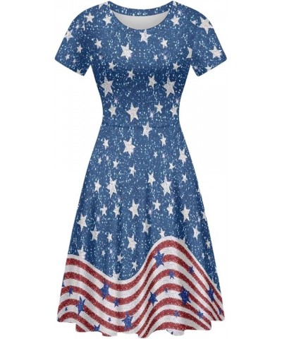 Women's Summer Casual Short Sleeve T-Shirt Swing Dress Crew Neck Plus Size S-4XL Retro American Flag $14.52 Dresses