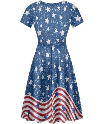 Women's Summer Casual Short Sleeve T-Shirt Swing Dress Crew Neck Plus Size S-4XL Retro American Flag $14.52 Dresses