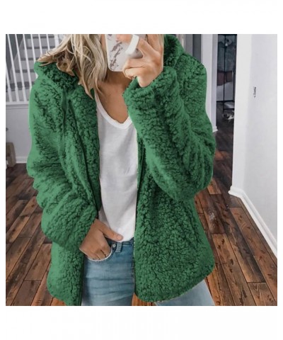 Womens Fleece Sherpa Jacket Winter Warm Fuzzy Jackets Hooded Zip up Jacket Color Block Teddy Outwear Coat with Pocket 04 Gree...