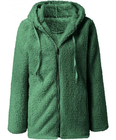 Womens Fleece Sherpa Jacket Winter Warm Fuzzy Jackets Hooded Zip up Jacket Color Block Teddy Outwear Coat with Pocket 04 Gree...