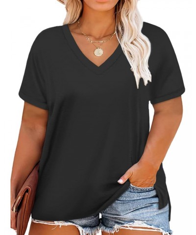 Womens Plus Size Shirt Short Sleeve Summer Casual Tops Oversized Tees Black 20W $15.80 Shirts