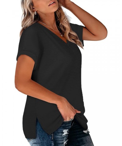 Womens Plus Size Shirt Short Sleeve Summer Casual Tops Oversized Tees Black 20W $15.80 Shirts