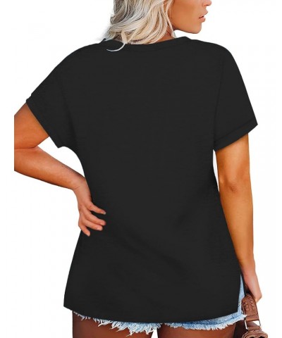 Womens Plus Size Shirt Short Sleeve Summer Casual Tops Oversized Tees Black 20W $15.80 Shirts