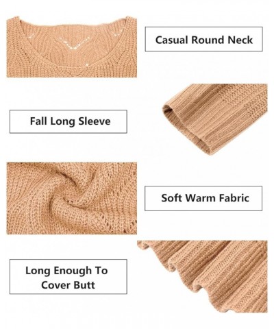 Plus Size Sweaters for Women Sexy Off Shoulder Pullover Crew Neck V Neck Hollow Out Long Sleeve Knitted Tops 3637-khaki $18.8...