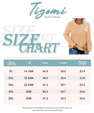 Plus Size Sweaters for Women Sexy Off Shoulder Pullover Crew Neck V Neck Hollow Out Long Sleeve Knitted Tops 3637-khaki $18.8...