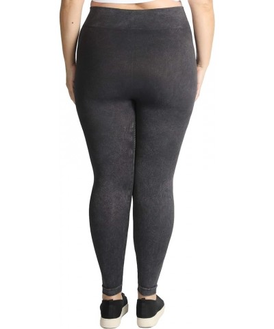 Women Seamless Premium Vintage Moto Leggings, Plus Size Vintage Black $20.87 Leggings