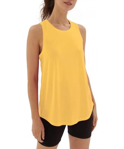 Women's Workout Racerback Tank Tops Loose Fit Sleeveless Athletic Shirts Yolk Yellow $13.13 Activewear