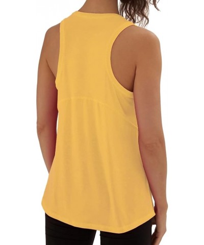 Women's Workout Racerback Tank Tops Loose Fit Sleeveless Athletic Shirts Yolk Yellow $13.13 Activewear