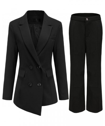 Women's Slim Fit Three Button Suit Jacket and Dress Pants Business 2 Piece Suit Set Y09 Black $33.59 Suits