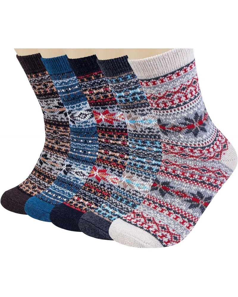 5 Pack Womens Wool Socks Winter Warm Socks Thick Knit Cabin Cozy Crew Soft Socks Gifts for Women Z-mix Color 1 $11.01 Activewear