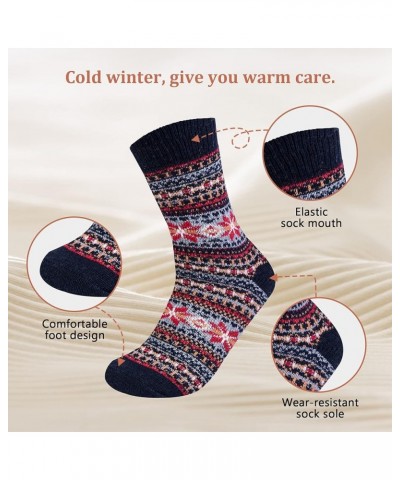 5 Pack Womens Wool Socks Winter Warm Socks Thick Knit Cabin Cozy Crew Soft Socks Gifts for Women Z-mix Color 1 $11.01 Activewear