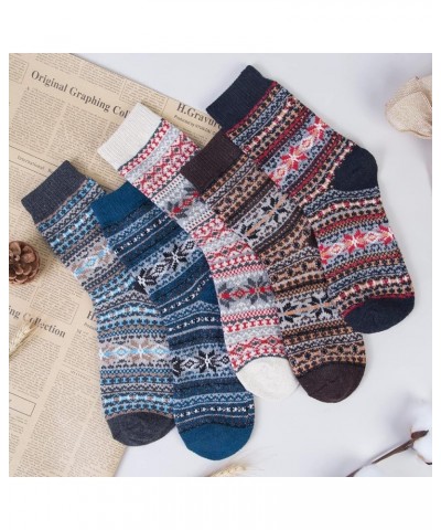 5 Pack Womens Wool Socks Winter Warm Socks Thick Knit Cabin Cozy Crew Soft Socks Gifts for Women Z-mix Color 1 $11.01 Activewear