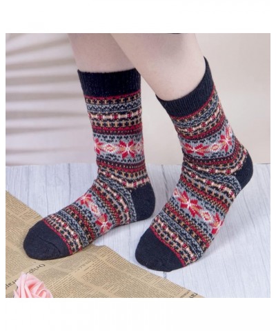 5 Pack Womens Wool Socks Winter Warm Socks Thick Knit Cabin Cozy Crew Soft Socks Gifts for Women Z-mix Color 1 $11.01 Activewear