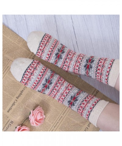 5 Pack Womens Wool Socks Winter Warm Socks Thick Knit Cabin Cozy Crew Soft Socks Gifts for Women Z-mix Color 1 $11.01 Activewear