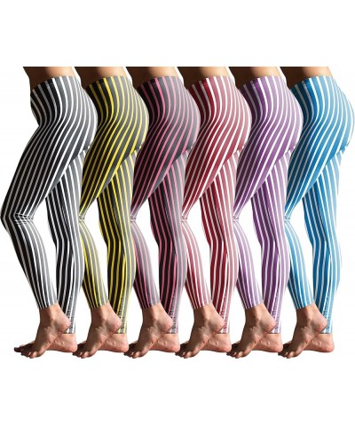 Women's Buttery Soft Brushed Skinny Pant Long Leggings- Multi Packs 6 Pack -Bold Stripes $11.04 Others