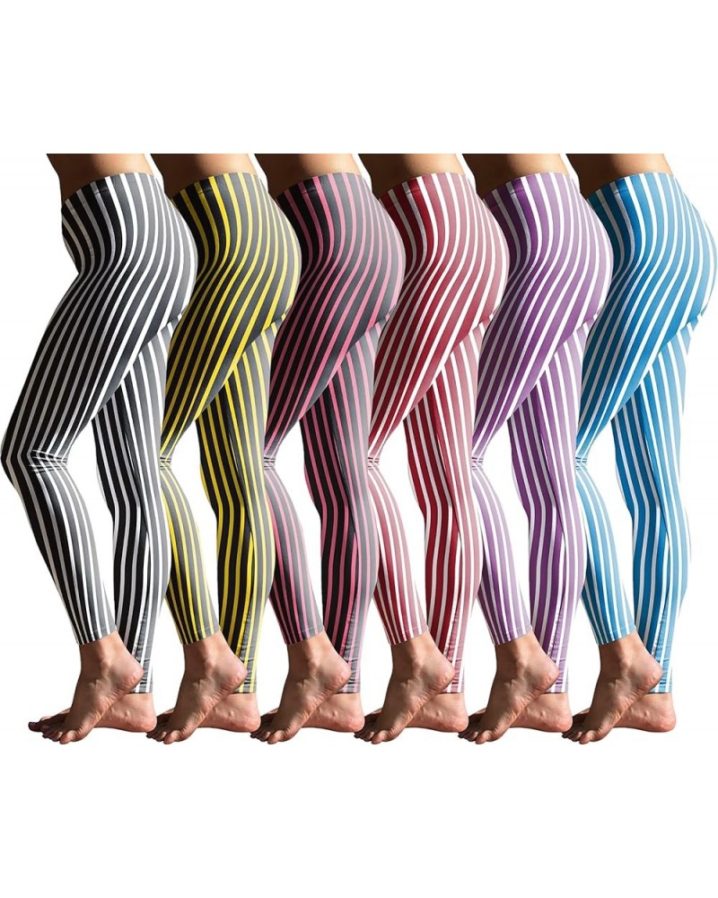 Women's Buttery Soft Brushed Skinny Pant Long Leggings- Multi Packs 6 Pack -Bold Stripes $11.04 Others