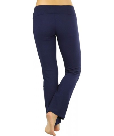 Women's Low Rise Sweatpants w/Fold-Over Waistband Fold Over Flare Pants - Navy $8.80 Activewear