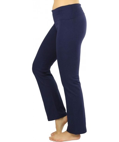 Women's Low Rise Sweatpants w/Fold-Over Waistband Fold Over Flare Pants - Navy $8.80 Activewear