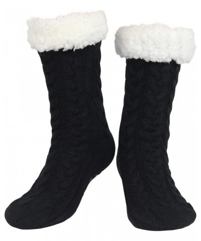 Slipper Socks for Women with Gripper - Winter Non Slip Thick Fuzzy Socks - Warm Cozy Christmas Gift A-black $24.50 Socks