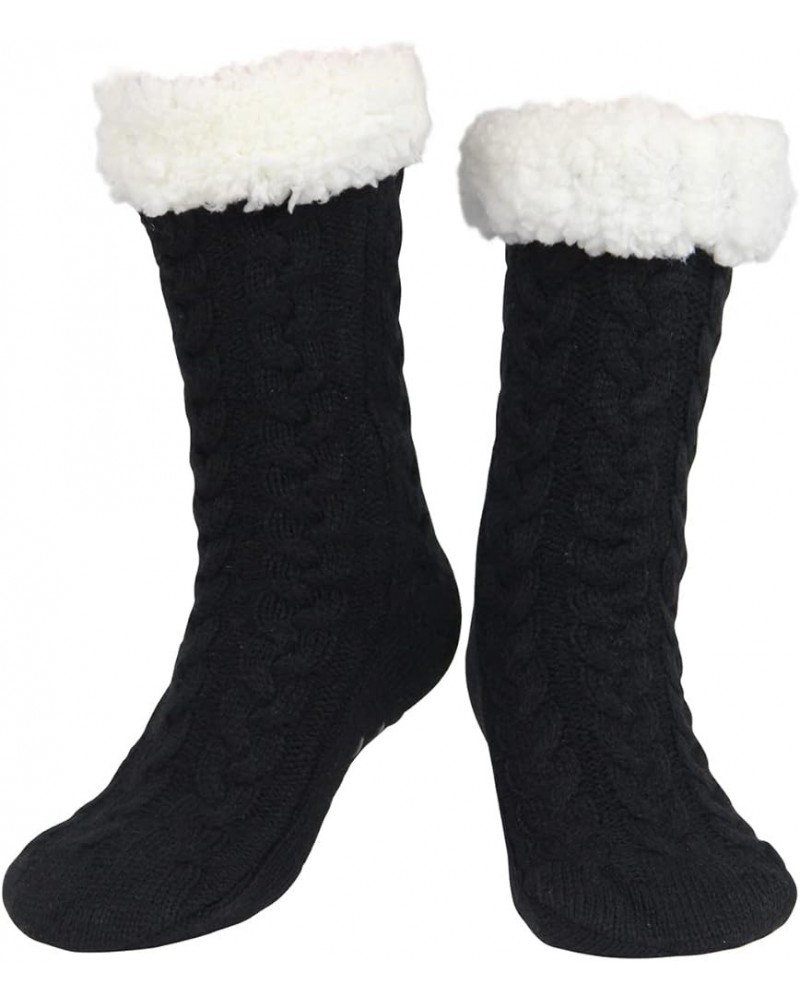 Slipper Socks for Women with Gripper - Winter Non Slip Thick Fuzzy Socks - Warm Cozy Christmas Gift A-black $24.50 Socks