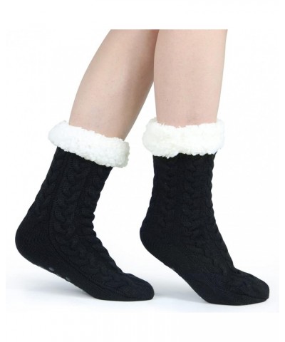 Slipper Socks for Women with Gripper - Winter Non Slip Thick Fuzzy Socks - Warm Cozy Christmas Gift A-black $24.50 Socks