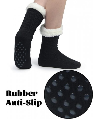 Slipper Socks for Women with Gripper - Winter Non Slip Thick Fuzzy Socks - Warm Cozy Christmas Gift A-black $24.50 Socks