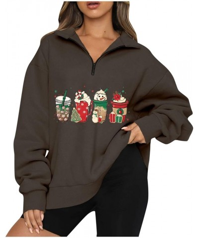 Halloween Sweatshirts for Women Quarter Zip Pullover Sweatshirt Halloween Pumpkin Half Zip Winter Clothes Sweaters Christmas0...