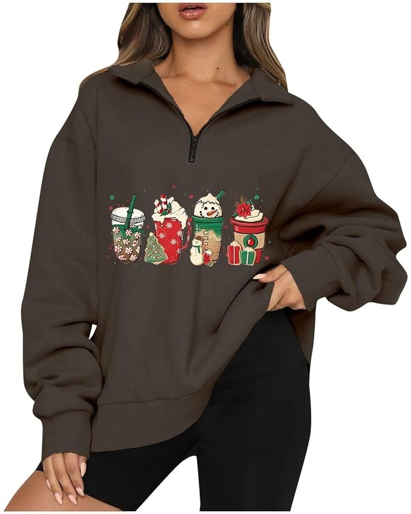 Halloween Sweatshirts for Women Quarter Zip Pullover Sweatshirt Halloween Pumpkin Half Zip Winter Clothes Sweaters Christmas0...