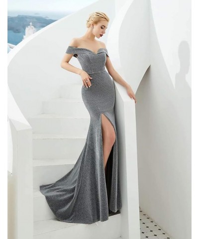 Women's Off Shoulder Side Split Mermaid Prom Evening Gown Blush $33.96 Dresses