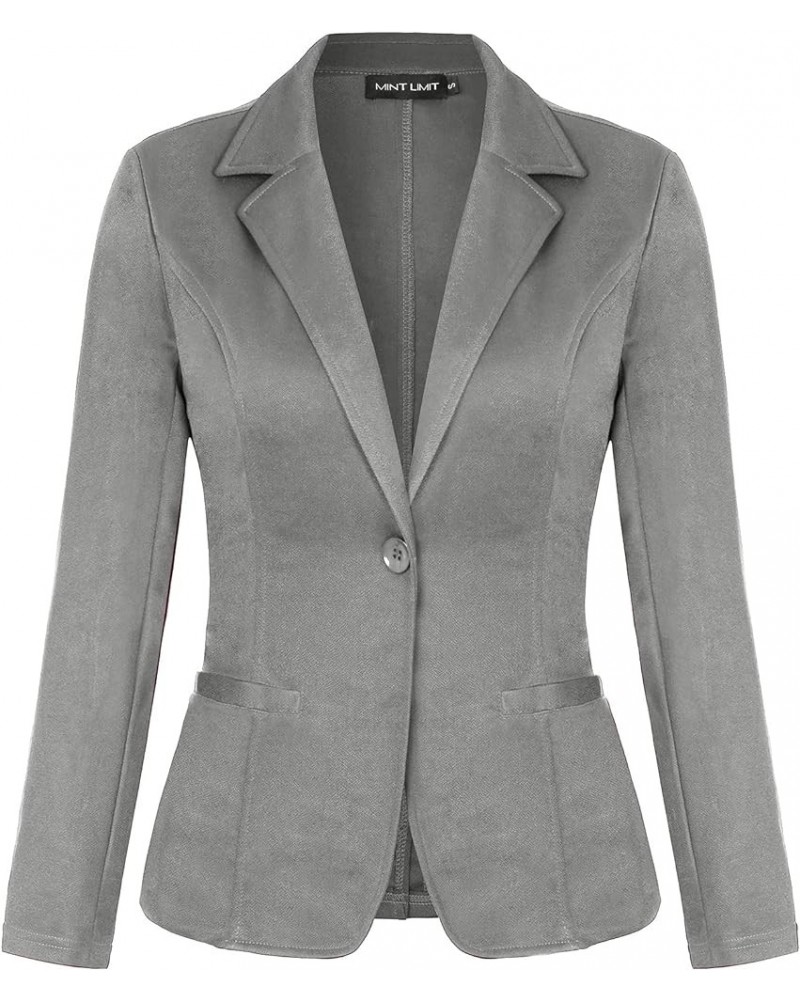 Blazers for Women Casual Long Sleeve Button Front Blazer Work Office Blazers Jacket with Pockets Grey $24.50 Blazers