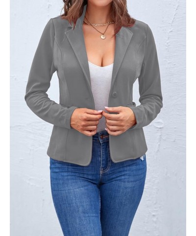 Blazers for Women Casual Long Sleeve Button Front Blazer Work Office Blazers Jacket with Pockets Grey $24.50 Blazers