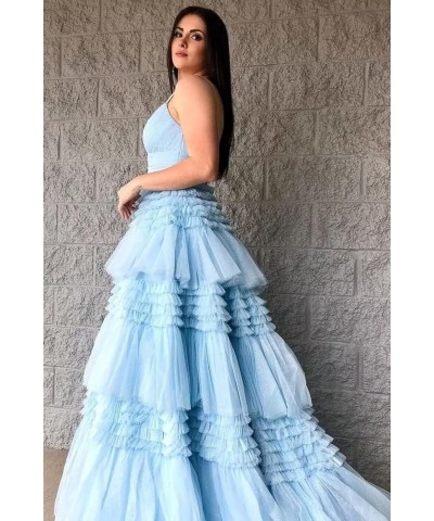 Tiered Tulle Prom Dresses for Women 2024 Glitter Ball Gown Long Formal Dress Evening Party Gowns with Slit Red $44.51 Dresses