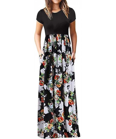 Maxi Dresses for Women 2023 Short Sleeve Sleeveless Maxi Dress Casual Loose Empire Waist Long Dresses with Pockets B-color6 $...