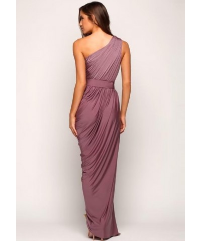 One Shoulder Bridesmaid Dresses Long for Wedding Satin Prom Evening Party Mermaid Formal Gown Grape $35.18 Dresses