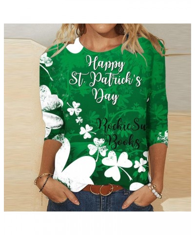 St Patrick's Day Shirts for Women Dressy Casual 3/4 Sleeve Tunic Tops Fashion Shamrock Clover Graphic Tees Crewneck Blouses 5...