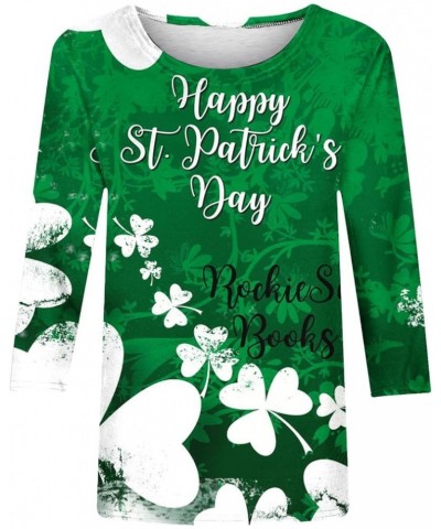 St Patrick's Day Shirts for Women Dressy Casual 3/4 Sleeve Tunic Tops Fashion Shamrock Clover Graphic Tees Crewneck Blouses 5...