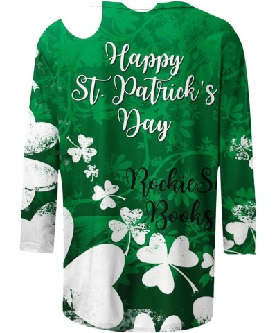 St Patrick's Day Shirts for Women Dressy Casual 3/4 Sleeve Tunic Tops Fashion Shamrock Clover Graphic Tees Crewneck Blouses 5...