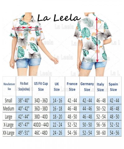 Women's Blouses Button Down Short-Sleeve Tops Bohemian Vacation Beach Hawaiian Shirt Relaxed Fit Shirts for Women Tiny Palm, ...