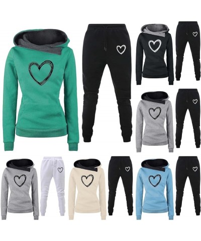 2 Piece Women Solid Color Hooded Sweatshirts and Pants Tracksuit Sport Suit Women Hoodie Tracksuit Joggers Pants Z6-black $17...