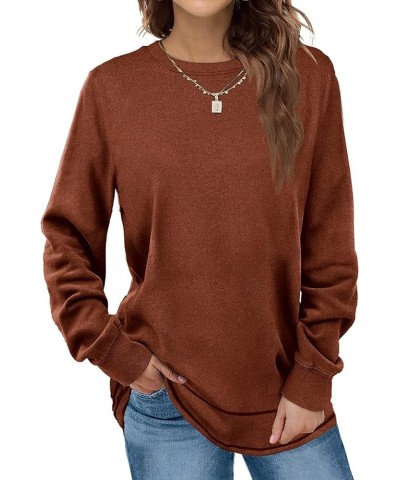 Oversized Sweatshirts for Women Long Sweaters Crewneck Winter Caramel $10.15 Hoodies & Sweatshirts